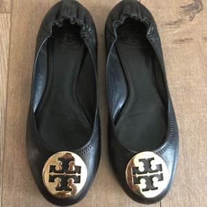 Tory Burch Reva Ballet Flats size 8 black leather